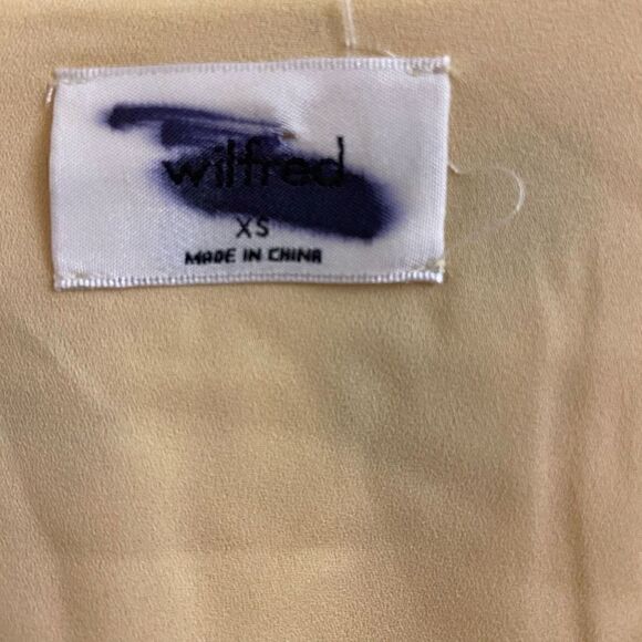 Wilfred Yellow Floral Long Sleeve Chiffon Babydoll Dress Smocked Waist V-neck XS - Picture 3 of 5